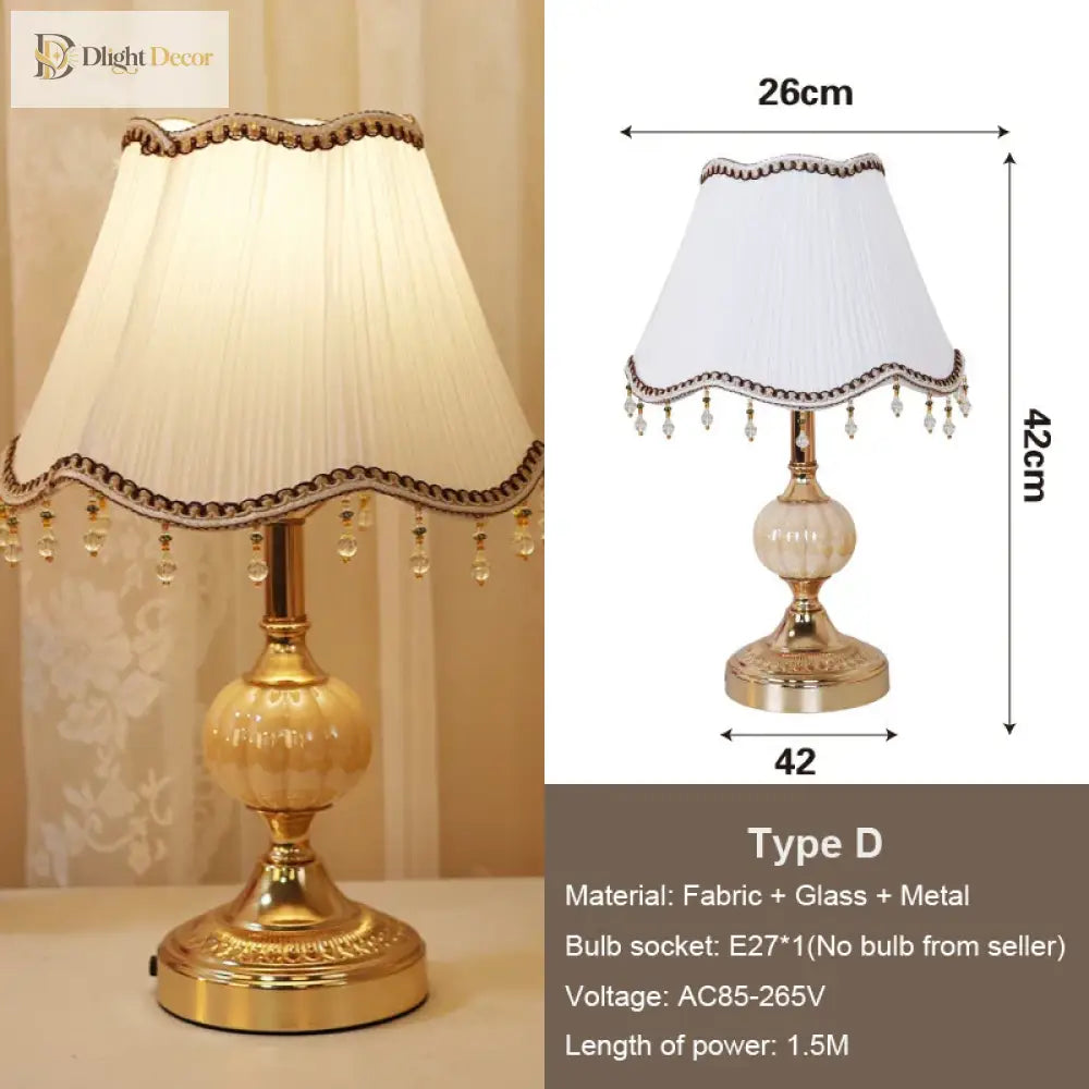 Modern European Vintage Fabric Table Lamp - Stylish Lighting For Bedroom Living Room And More