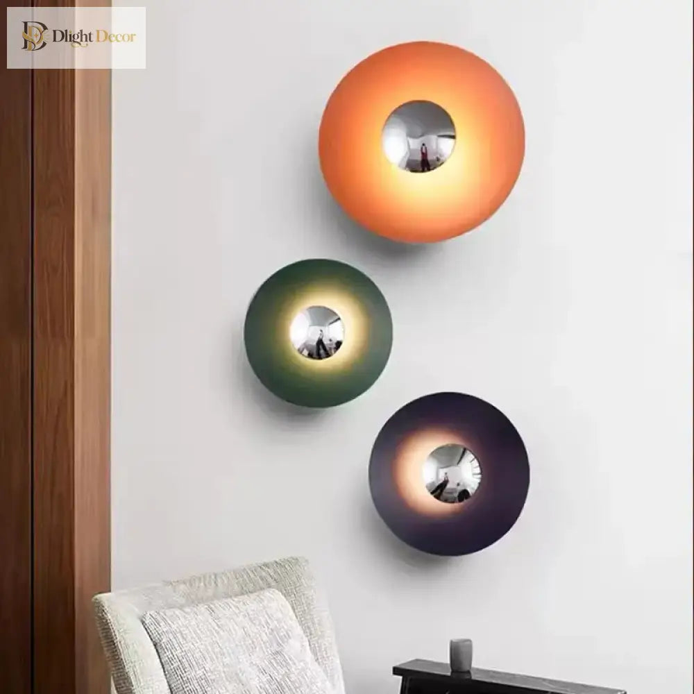 Creative Round Wall Lamps - Colorful Lighting For Living Room Bedroom And Tv Background Decor Wall