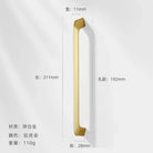 Modern Zinc Alloy Cabinet Handles - Kitchen Drawer Knobs for Wardrobes and Furniture Gold drawing 192mm Handles