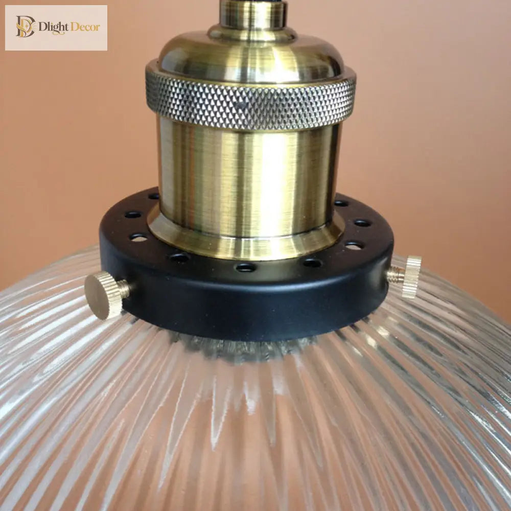Molly - Industrial Chic Bowl Pendant Light With Clear Ribbed Glass