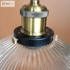 Molly - Industrial Chic Bowl Pendant Light With Clear Ribbed Glass