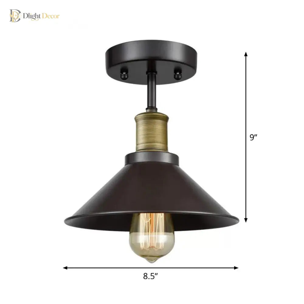 Morgan Meets Modern Functionality: Black Conic Semi - Flush Ceiling Light