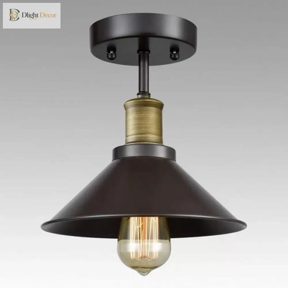 Morgan Meets Modern Functionality: Black Conic Semi - Flush Ceiling Light