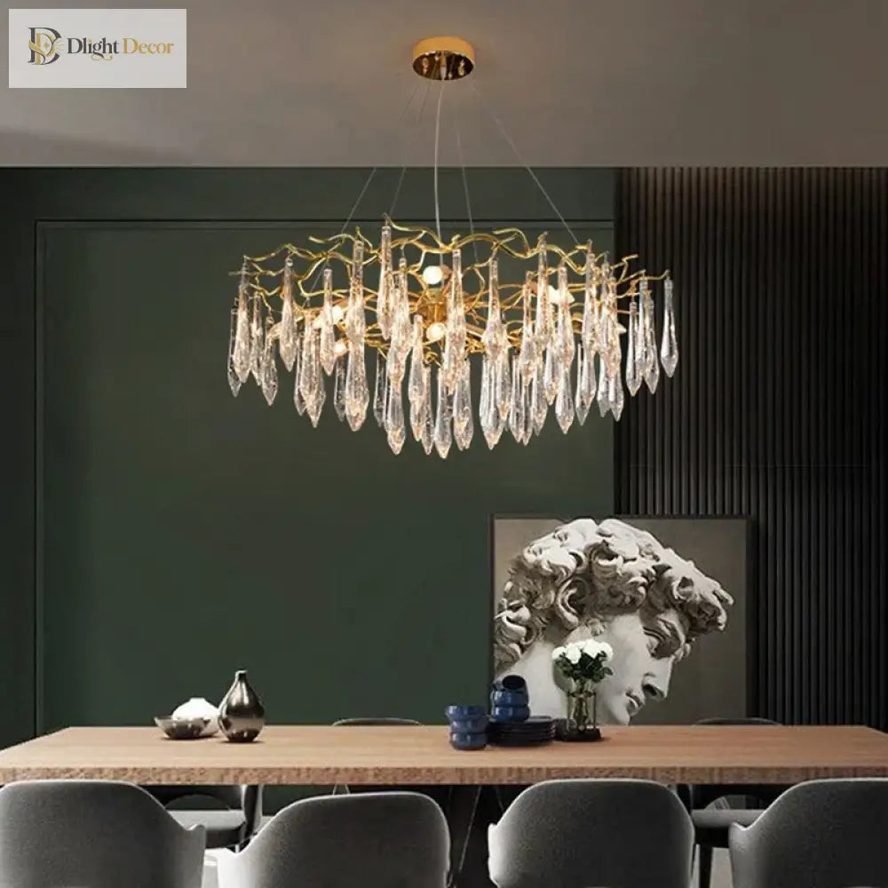 Multi - Color Glass Drop Ceiling Chandeliers - Luxury Led Pendant Lights For Post - Modern Home