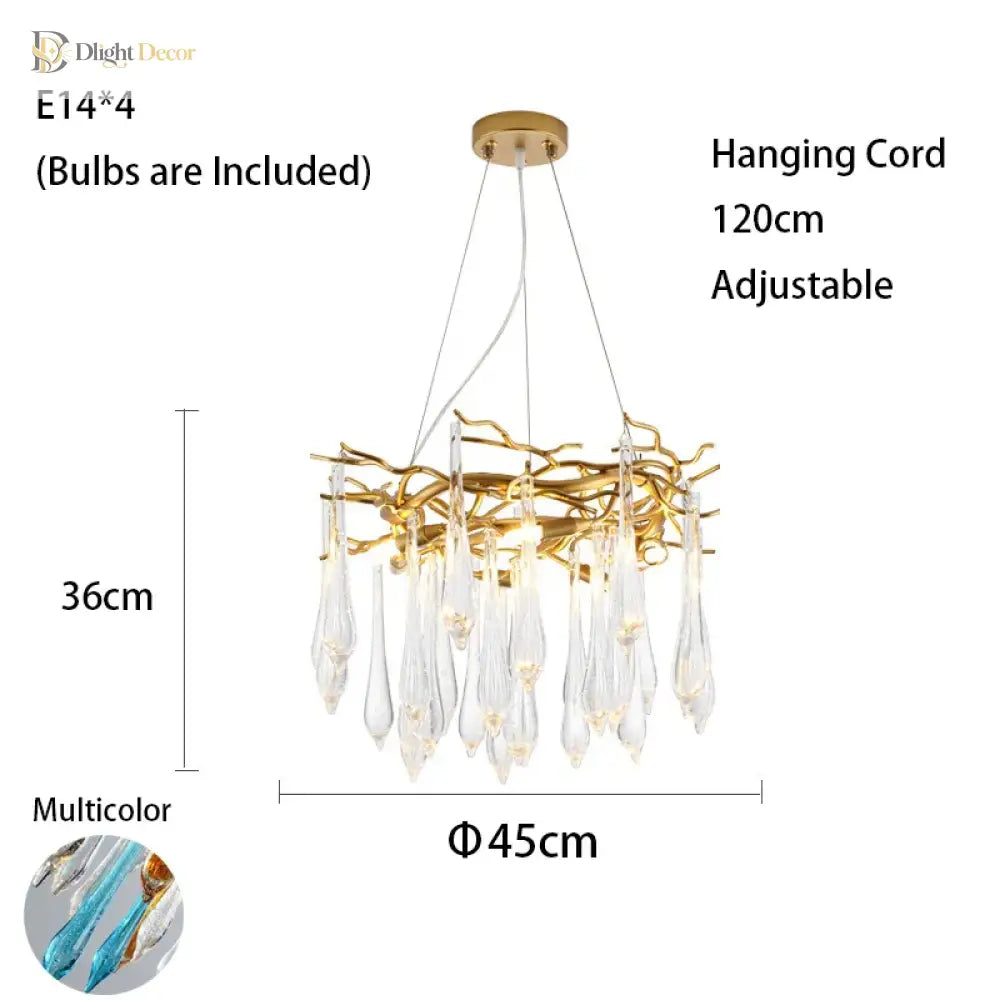 Multi - Color Glass Drop Ceiling Chandeliers - Luxury Led Pendant Lights For Post - Modern Home