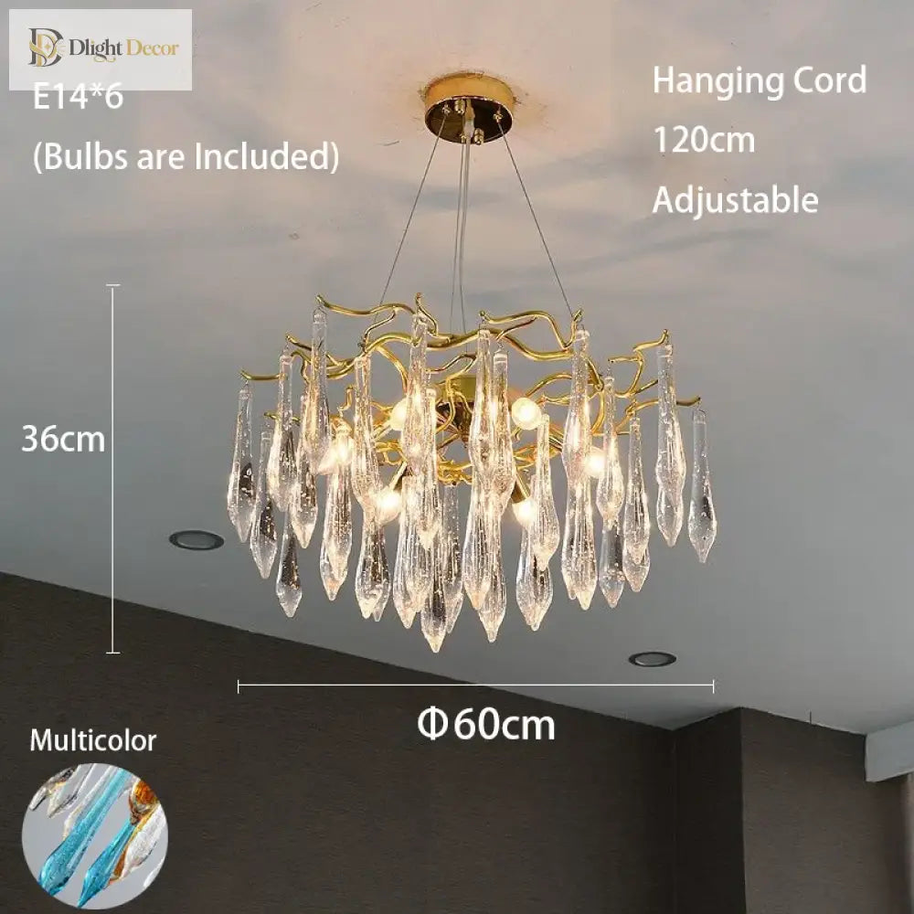 Multi - Color Glass Drop Ceiling Chandeliers - Luxury Led Pendant Lights For Post - Modern Home
