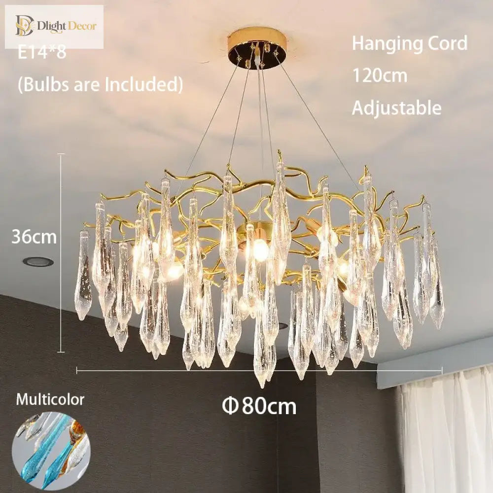 Multi - Color Glass Drop Ceiling Chandeliers - Luxury Led Pendant Lights For Post - Modern Home