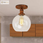 Naomi - Industrial Glass Globe Semi - Flush Mount Light