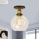 Naomi - Industrial Glass Globe Semi - Flush Mount Light