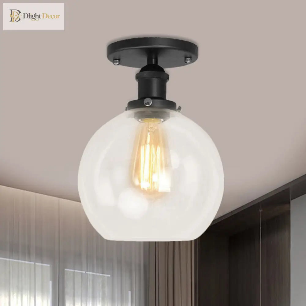 Naomi - Industrial Glass Globe Semi - Flush Mount Light