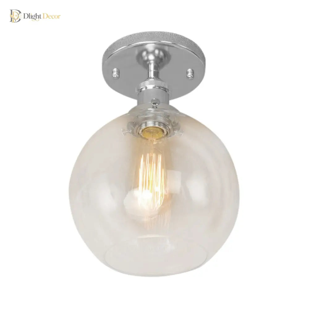 Naomi - Industrial Glass Globe Semi - Flush Mount Light