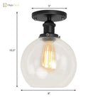 Naomi - Industrial Glass Globe Semi - Flush Mount Light