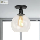 Naomi - Industrial Glass Globe Semi - Flush Mount Light