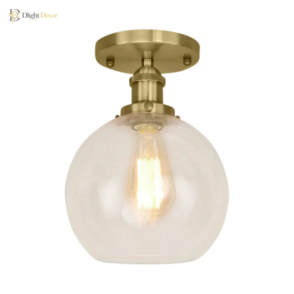 Naomi - Industrial Glass Globe Semi - Flush Mount Light