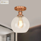 Naomi - Industrial Glass Globe Semi - Flush Mount Light