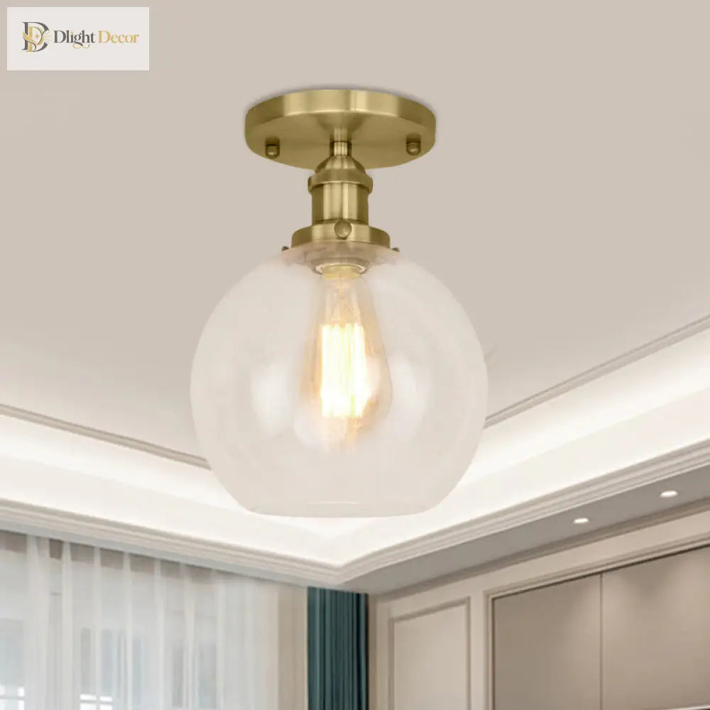 Naomi - Industrial Glass Globe Semi - Flush Mount Light