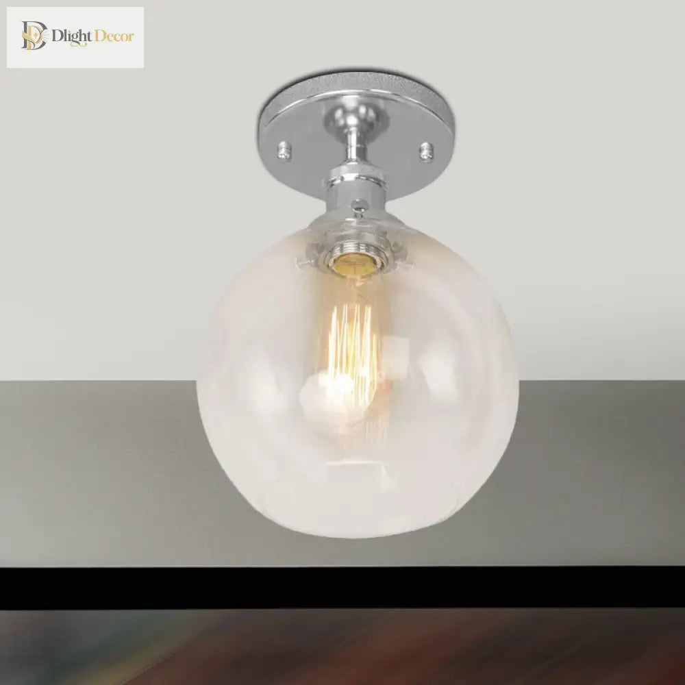 Naomi - Industrial Glass Globe Semi - Flush Mount Light