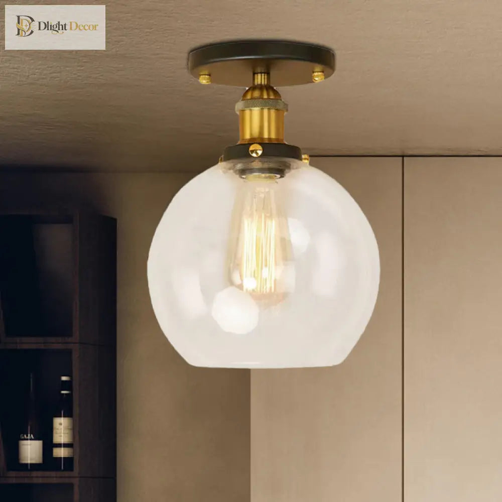 Naomi - Industrial Glass Globe Semi - Flush Mount Light