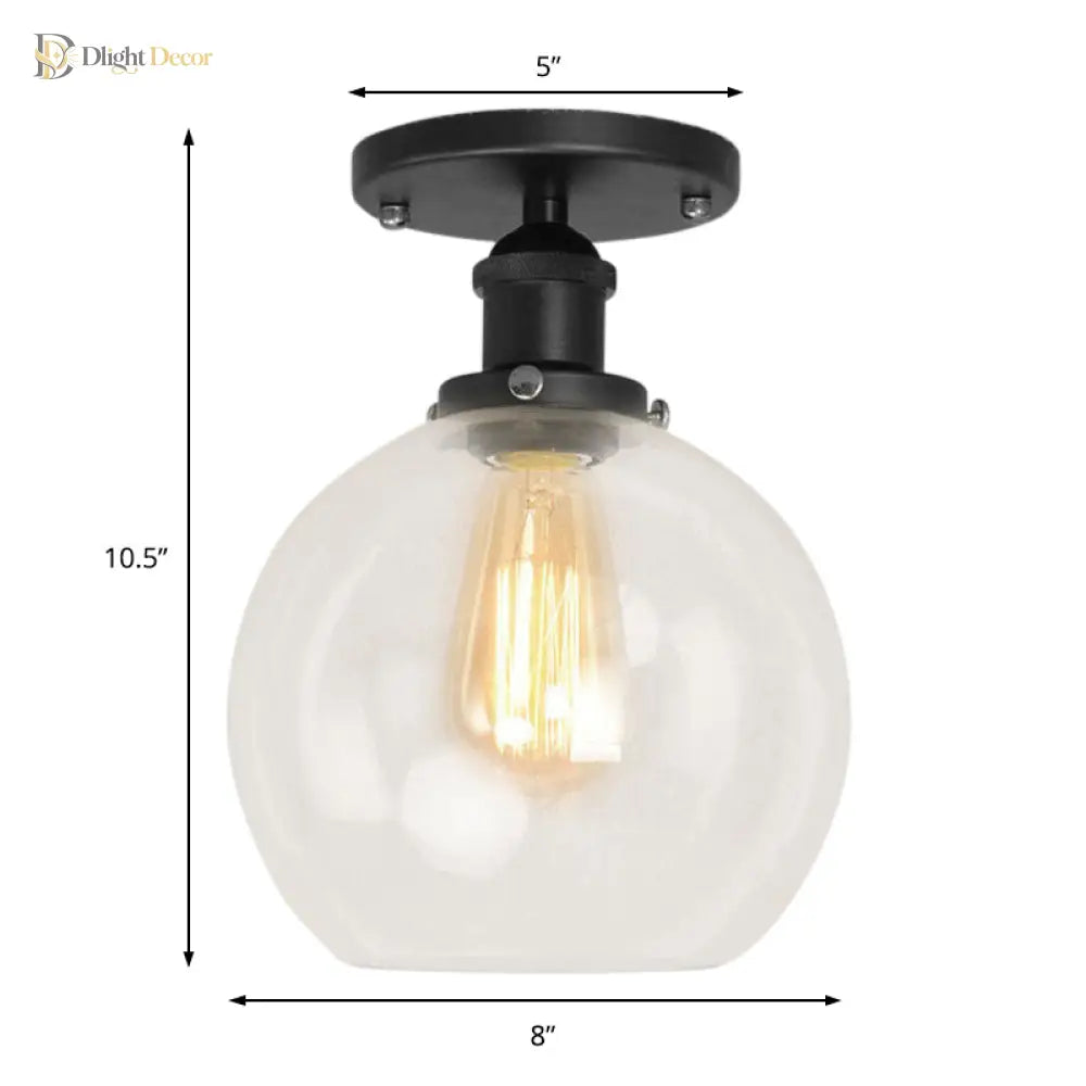 Naomi - Industrial Glass Globe Semi - Flush Mount Light