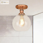Naomi - Industrial Glass Globe Semi - Flush Mount Light