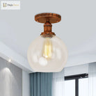 Naomi - Industrial Glass Globe Semi - Flush Mount Light