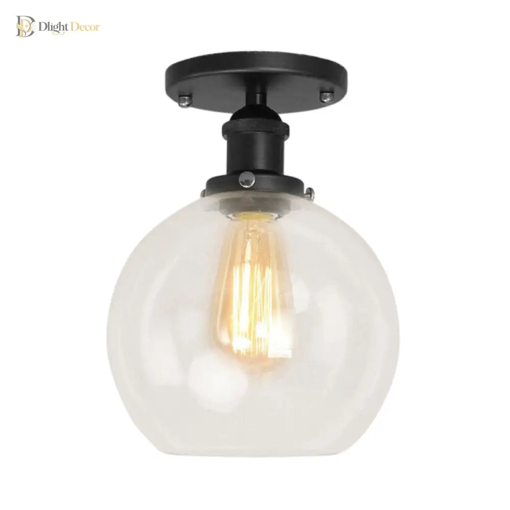 Naomi - Industrial Glass Globe Semi - Flush Mount Light