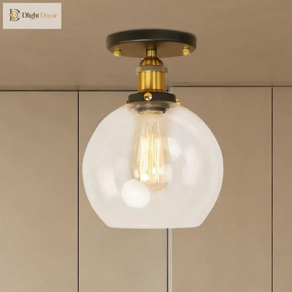 Naomi - Industrial Glass Globe Semi - Flush Mount Light