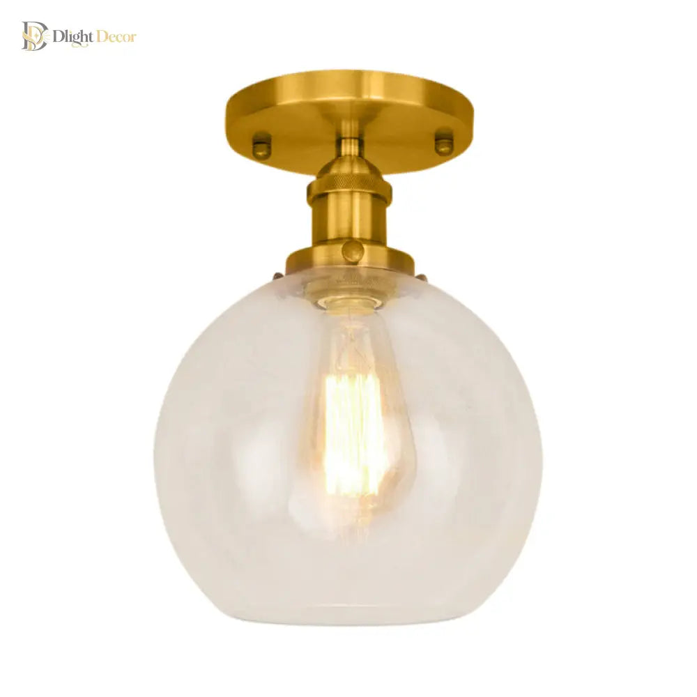 Naomi - Industrial Glass Globe Semi - Flush Mount Light