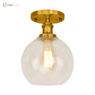Naomi - Industrial Glass Globe Semi - Flush Mount Light