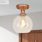 Naomi - Industrial Glass Globe Semi - Flush Mount Light