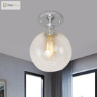 Naomi - Industrial Glass Globe Semi - Flush Mount Light