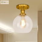 Naomi - Industrial Glass Globe Semi - Flush Mount Light