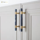 Natural Marble and Crystal T-Bar Cabinet Handles – Modern Brass Knobs for Kitchen Dresser and Furniture Pulls Handles