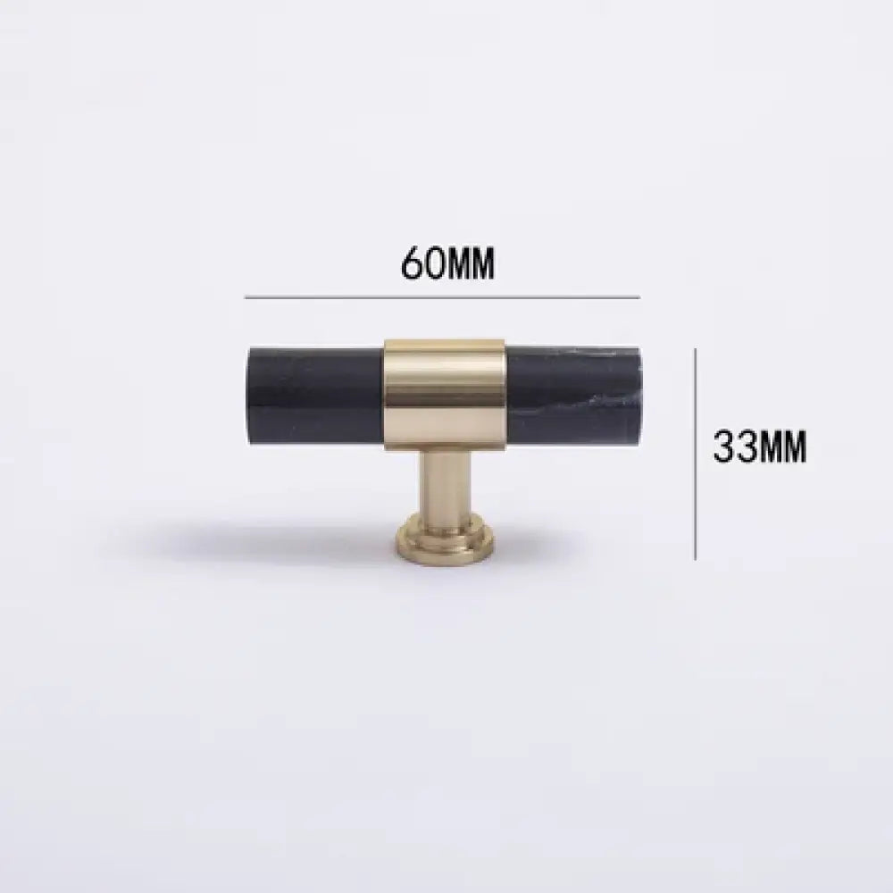 Natural Marble and Crystal T-Bar Cabinet Handles – Modern Brass Knobs for Kitchen Dresser and Furniture Pulls