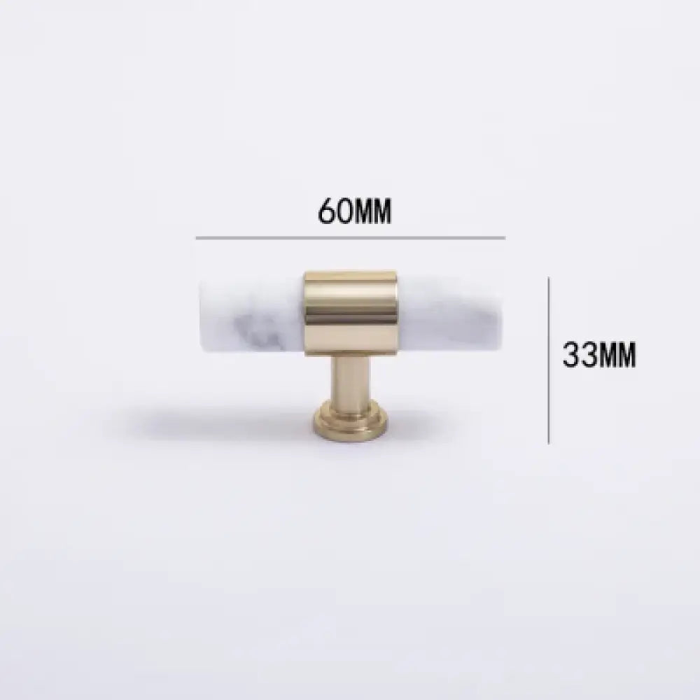 Natural Marble and Crystal T-Bar Cabinet Handles – Modern Brass Knobs for Kitchen Dresser and Furniture Pulls