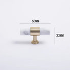 Natural Marble and Crystal T-Bar Cabinet Handles – Modern Brass Knobs for Kitchen Dresser and Furniture Pulls