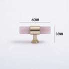 Natural Marble and Crystal T-Bar Cabinet Handles – Modern Brass Knobs for Kitchen Dresser and Furniture Pulls knob-pink