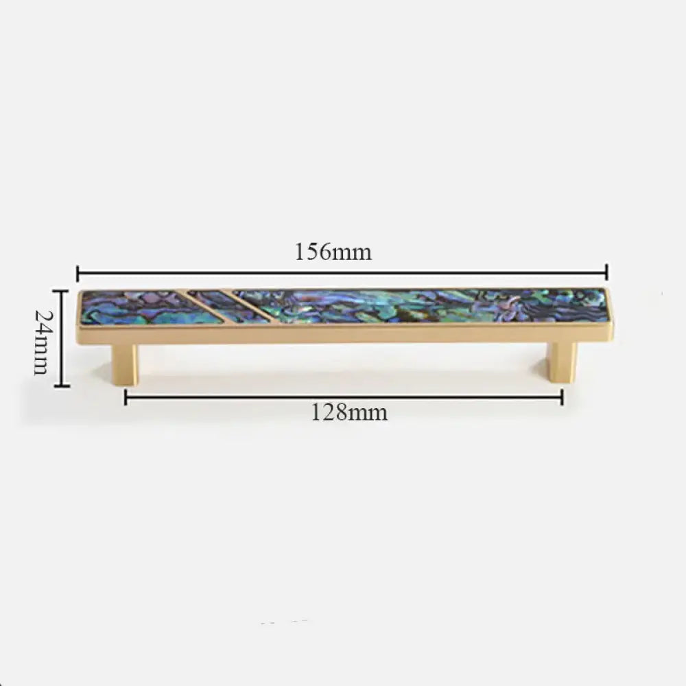 Brass Furniture Handle with Natural Shell – Modern Wardrobe Drawer and Dresser Knobs colorful 156mm Handles