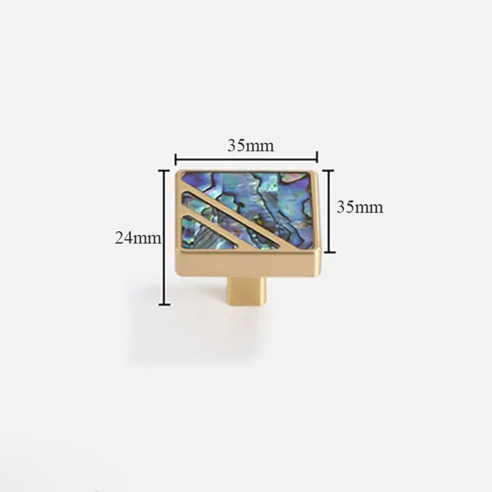 Brass Furniture Handle with Natural Shell – Modern Wardrobe Drawer and Dresser Knobs colorful 35mm Handles