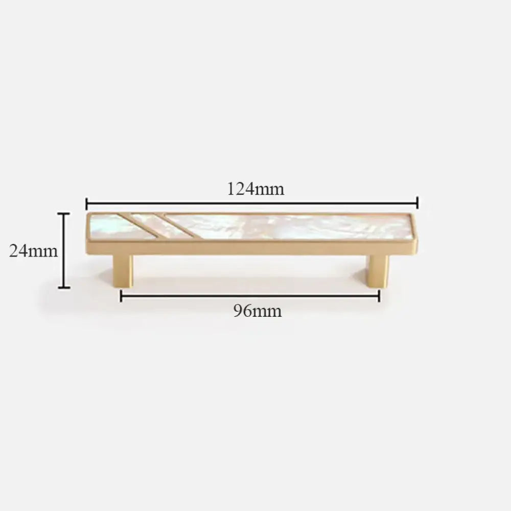 Brass Furniture Handle with Natural Shell – Modern Wardrobe Drawer and Dresser Knobs white 124mm Handles