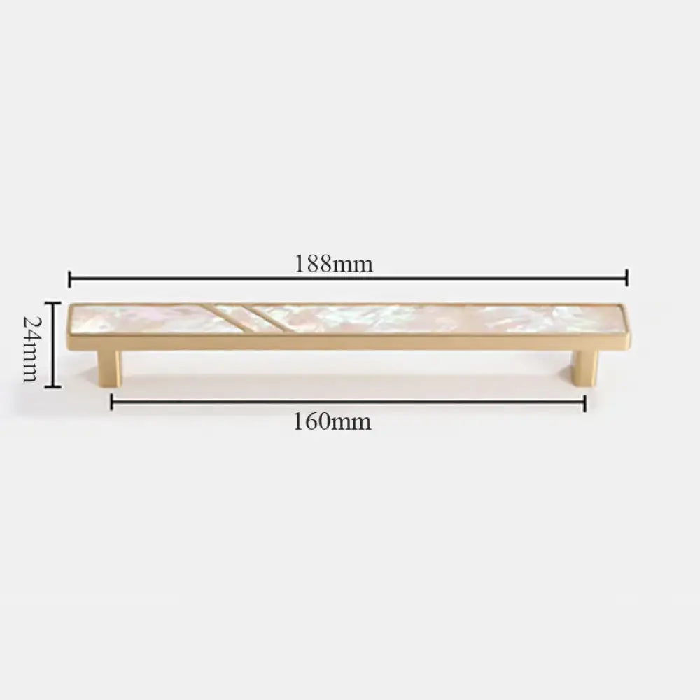 Brass Furniture Handle with Natural Shell – Modern Wardrobe Drawer and Dresser Knobs white 188mm Handles