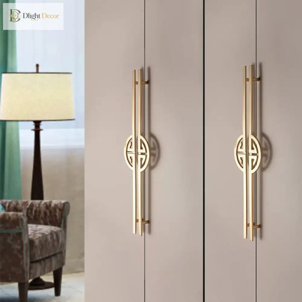 New Chinese-Style Zinc Alloy Cabinet Handles – Elegant Gold Pulls for Wardrobes Drawers and Cupboards Handles