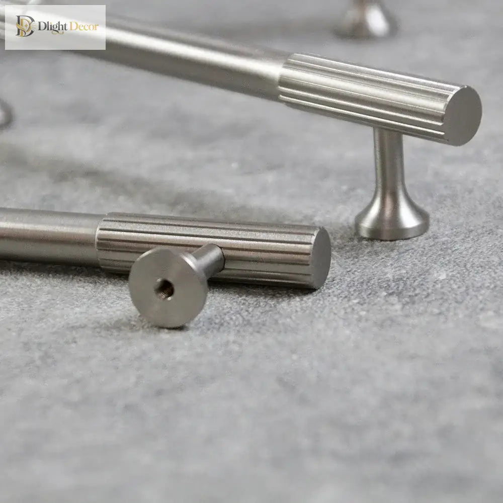 Nickel Brass Art Deco Kitchen Cabinet Knobs and T-Bars – Brushed Silver Drawer Pulls and Wardrobe Handles Handles