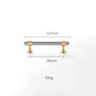 Nickel-Plated Brass Cabinet Handles – Gold and Matte Silver T-Bar Pulls for Wardrobes and Drawers 128mm Handles