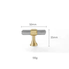 Nickel-Plated Brass Cabinet Handles – Gold and Matte Silver T-Bar Pulls for Wardrobes and Drawers 50mm T bar Handles