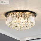 Nicole Elegance Meets Functionality: Black Flush Mount With Crystal Accents