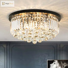 Nicole Elegance Meets Functionality: Black Flush Mount With Crystal Accents