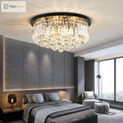 Nicole Elegance Meets Functionality: Black Flush Mount With Crystal Accents