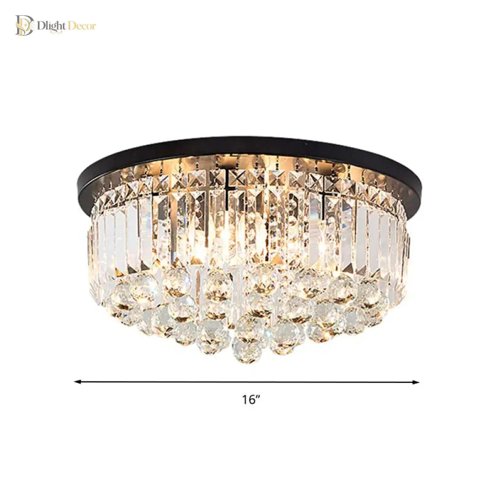 Nicole Elegance Meets Functionality: Black Flush Mount With Crystal Accents