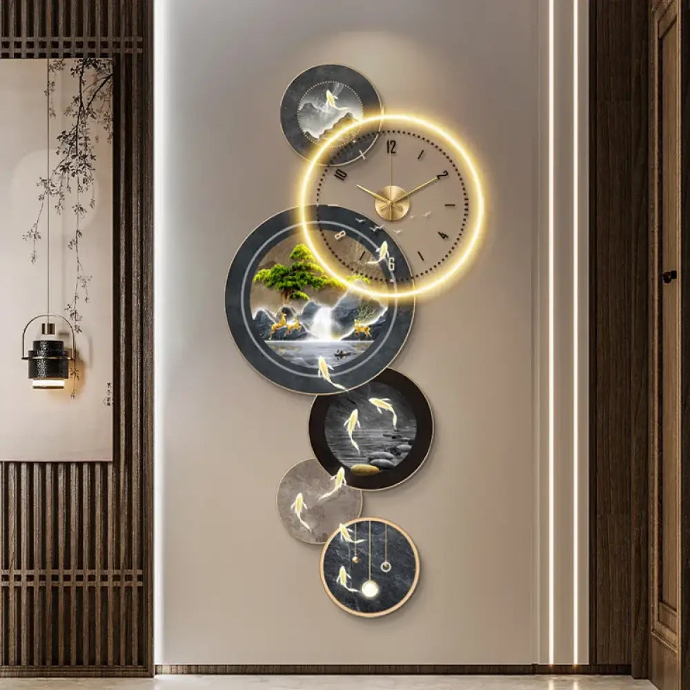 Dlight Decor Nine Fish Clock Wall Light Mural Wall Art